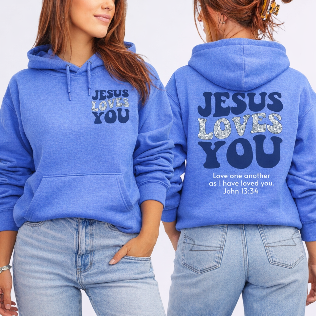 Jesus Loves You - Heather Sport Royal Hoodie