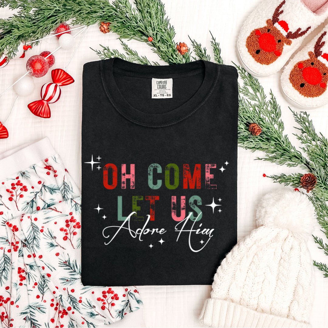 Oh Come Let Us Adore Him - Black Tee