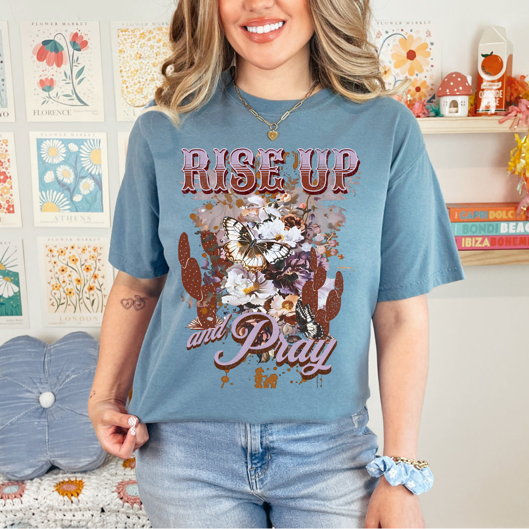 Rise Up & Pray - Ice Blue Tee