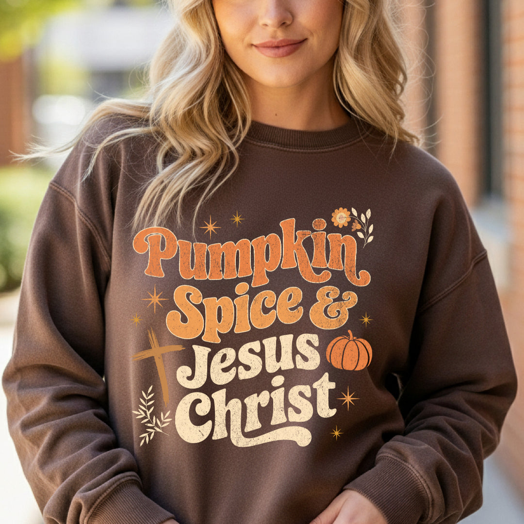 Pumpkin Spice & Jesus Christ - Army Brown Crew