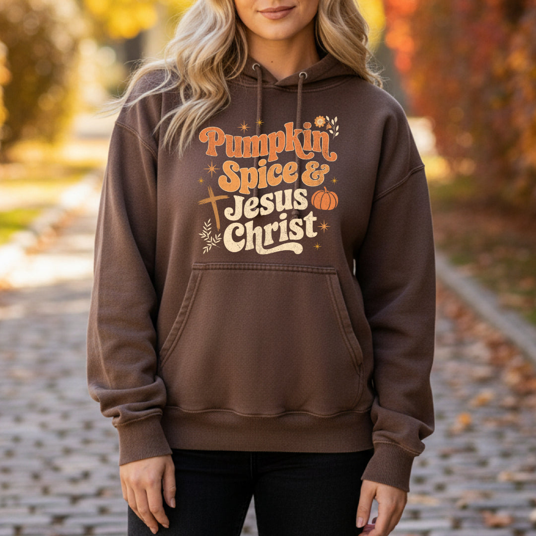 Pumpkin Spice & Jesus Christ - Army Brown Hoodie