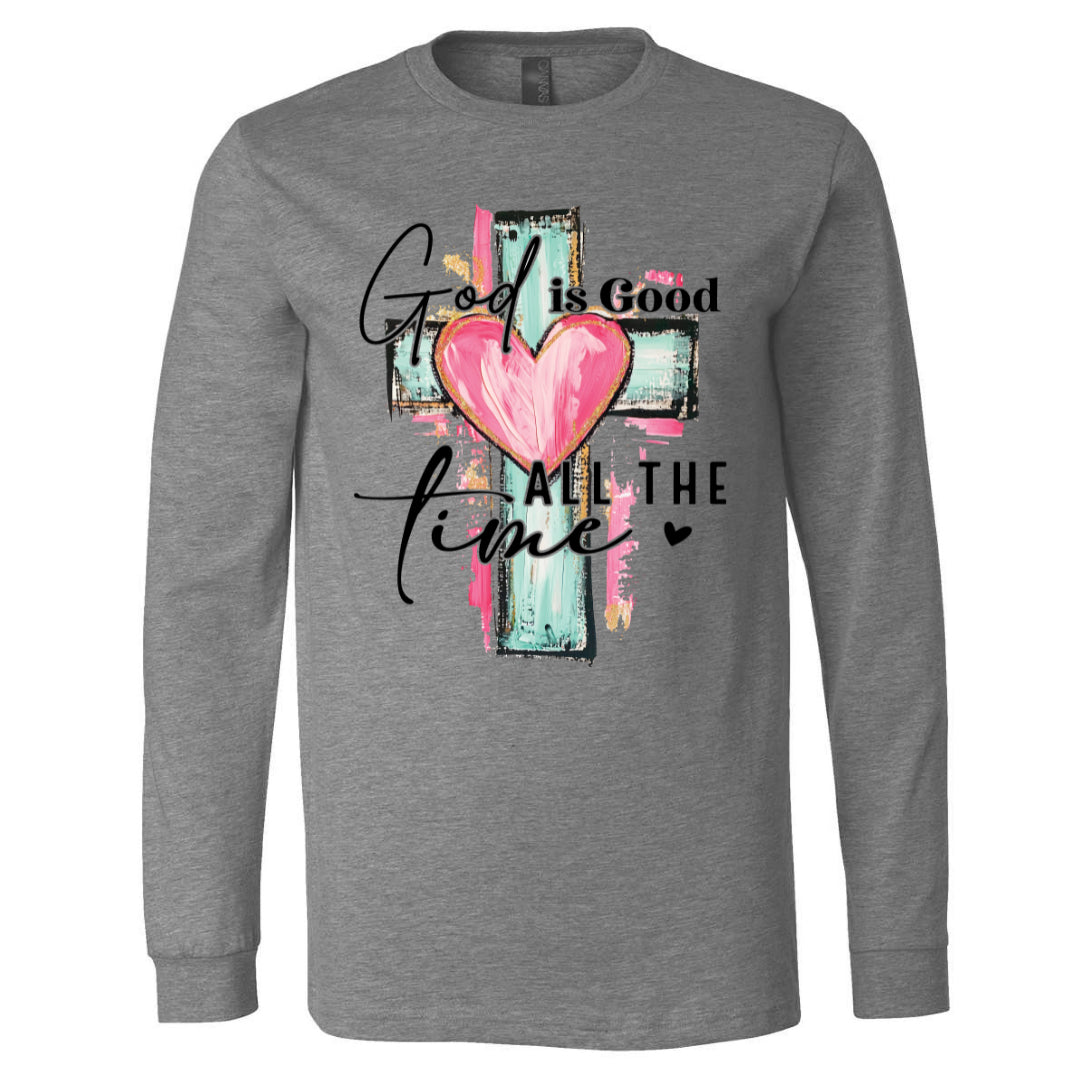 God is Good All the Time - Graphite Heather Long Sleeve Tee