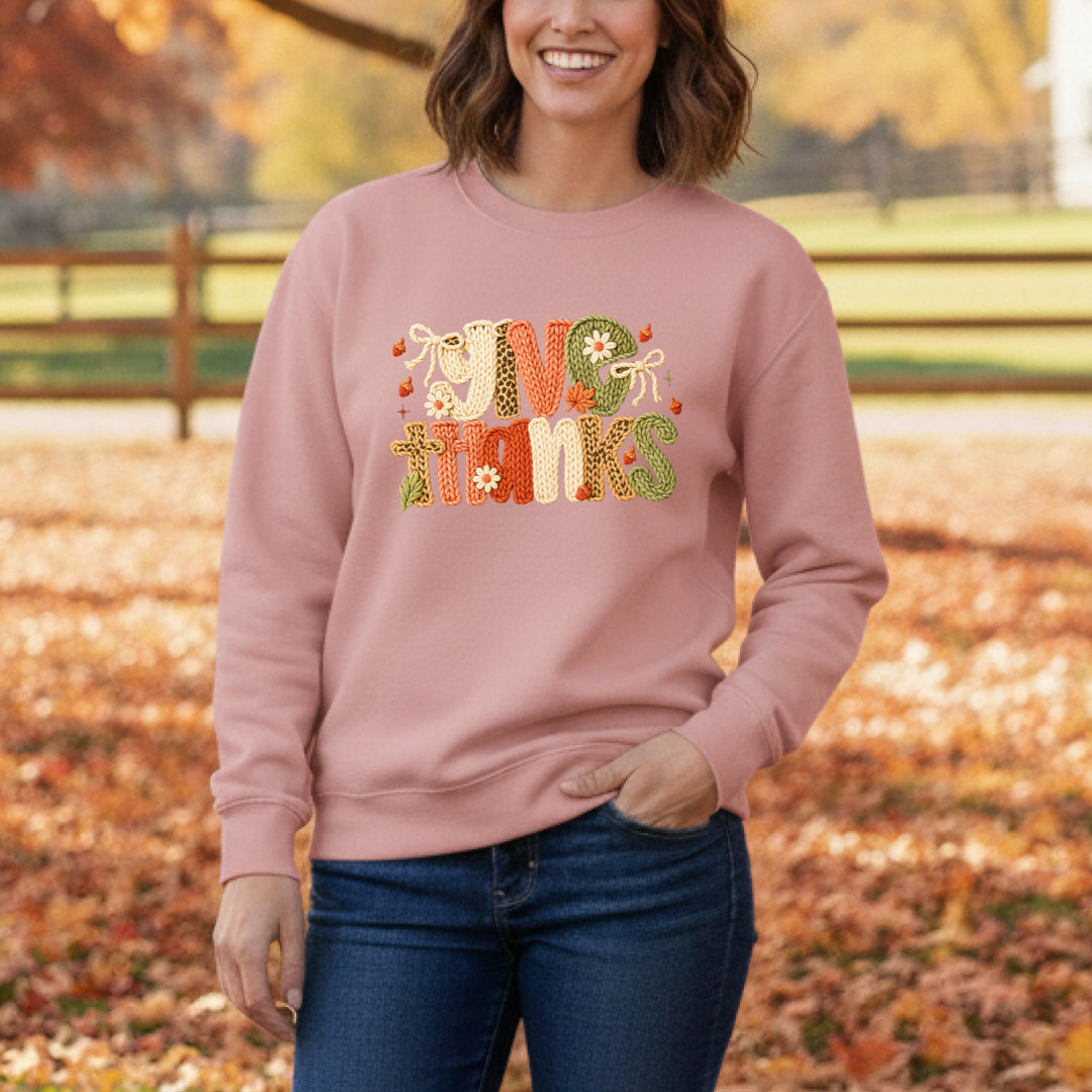 Give Thanks - Blush Pink Crew