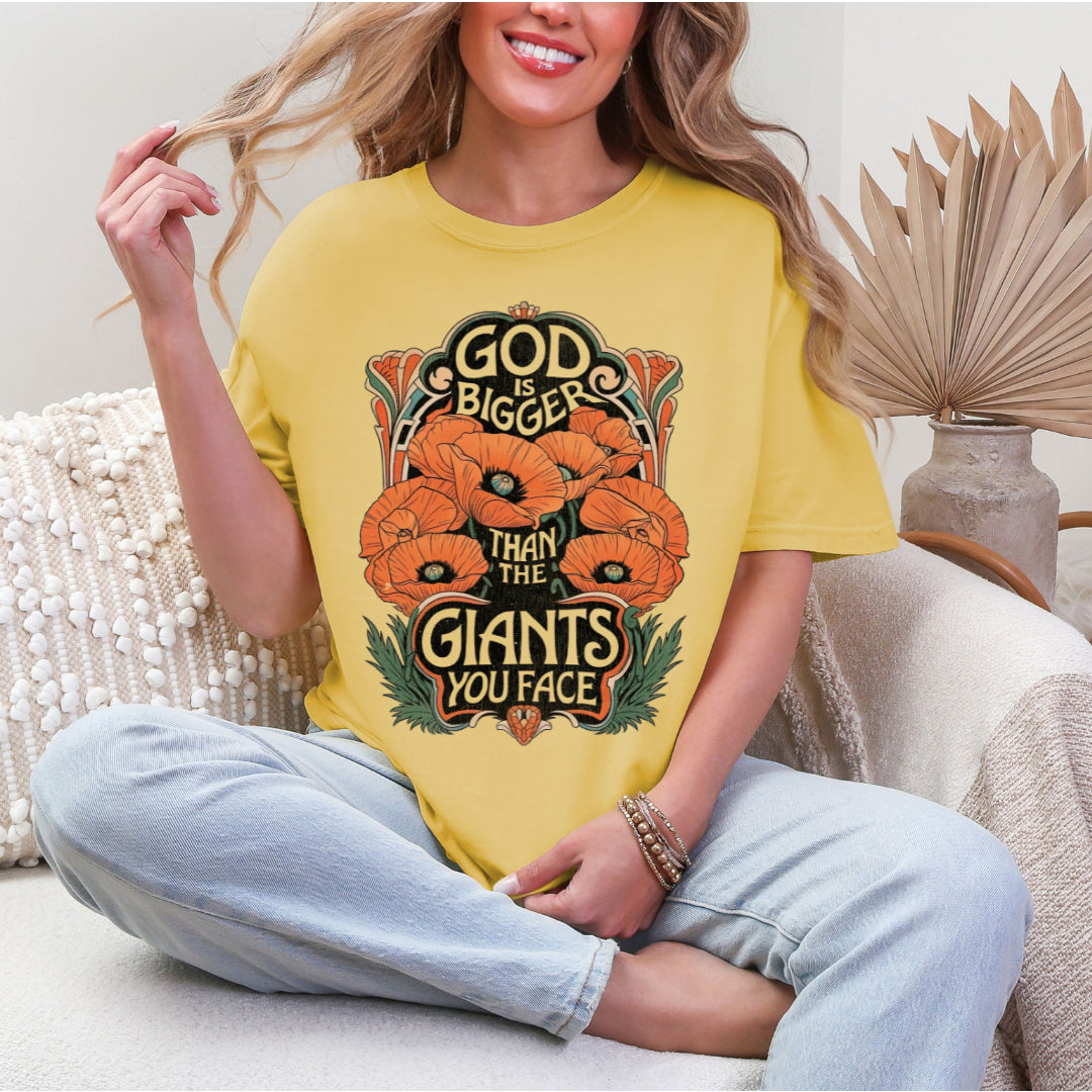 God is Bigger -  Mustard Tee