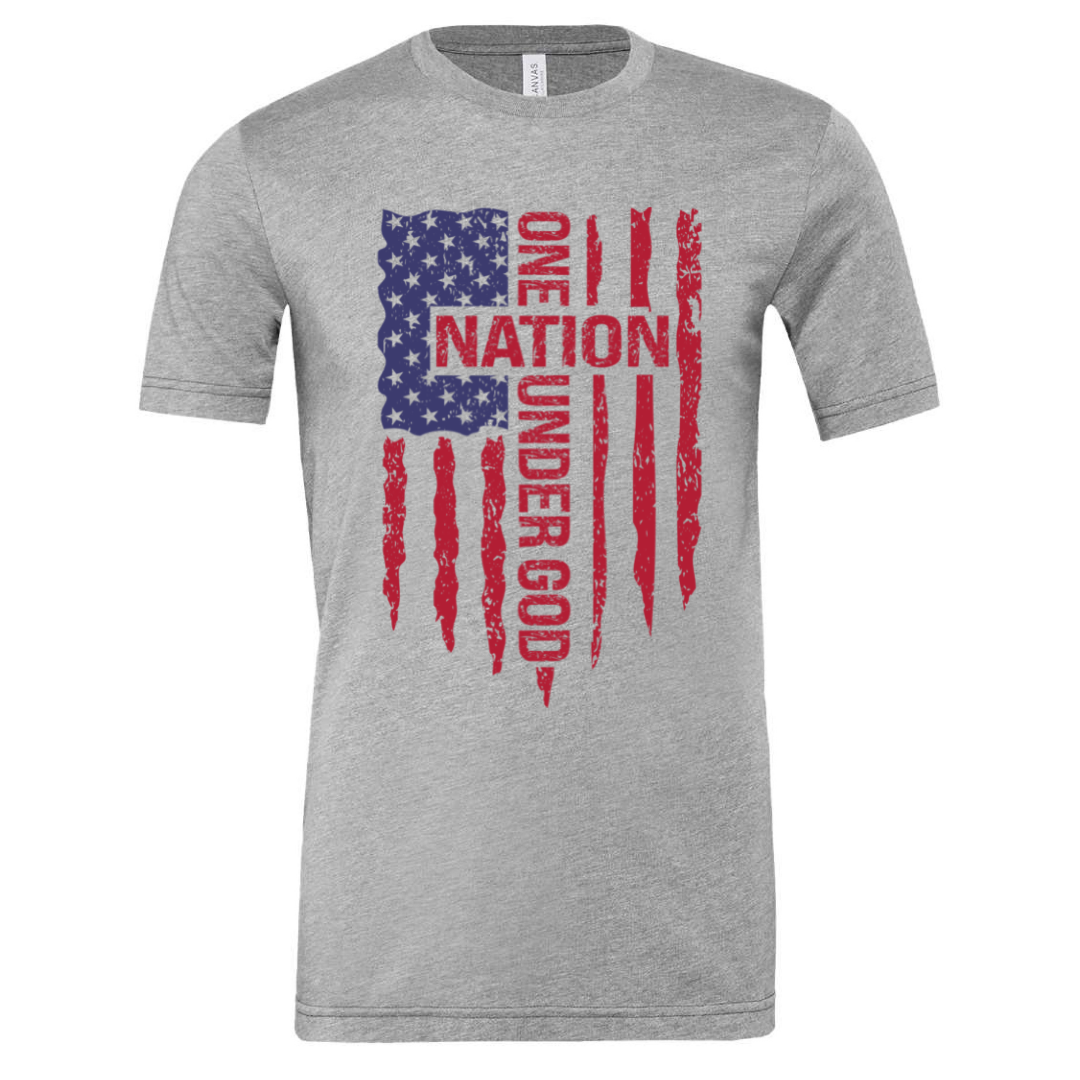 One Nation Under God - Athletic Heather Tee