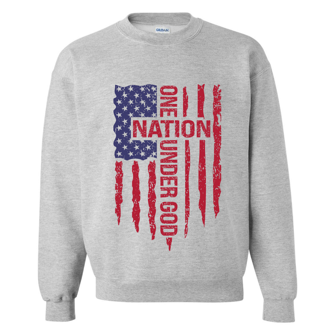 One Nation Under God - Sports Gray Crew