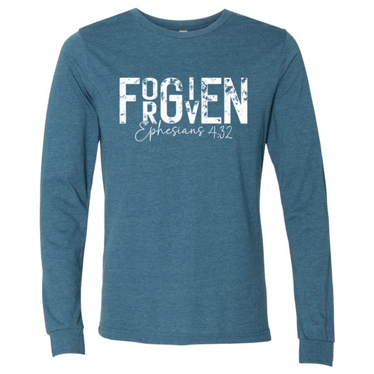 Forgiven - Heather Deep Teal Long Sleeve Tee