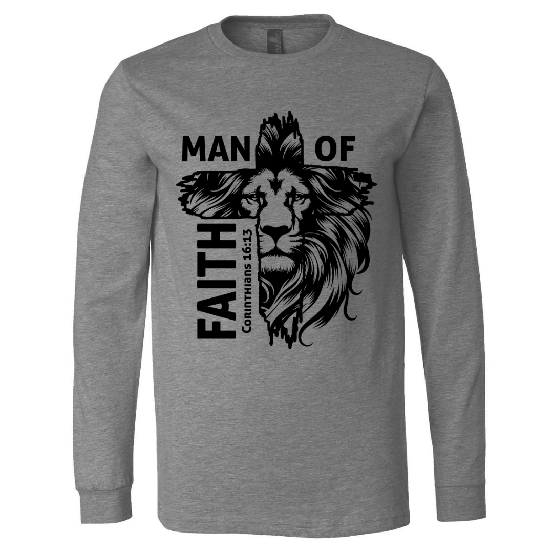 Man of Faith - Deep Heather Long Sleeve Tee