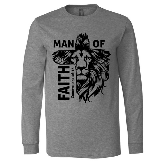 Man of Faith - Deep Heather Long Sleeve Tee