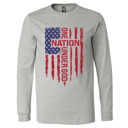 One Nation Under God -Athletic Heather Long Sleeve Tee