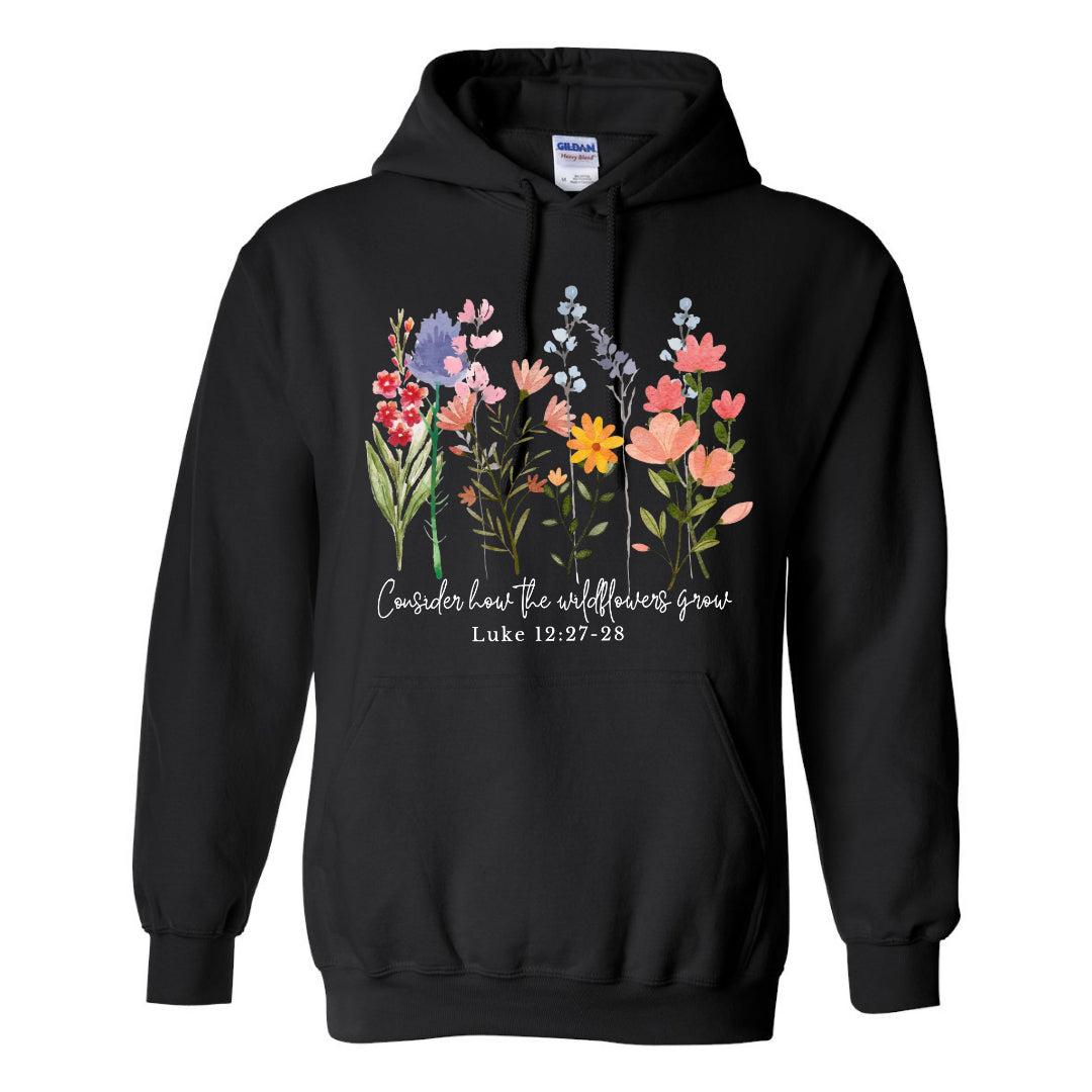Consider How the Wildflowers Grow - Black Hoodie